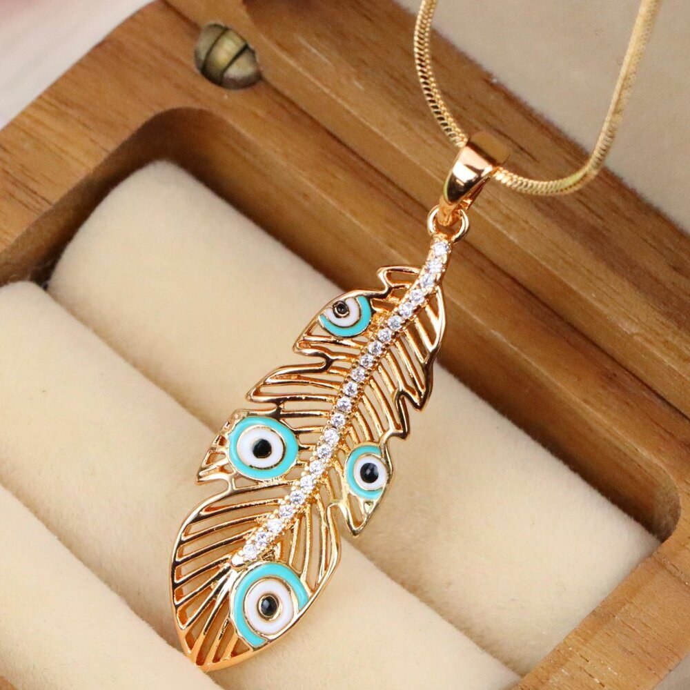 Elegant Peacock Feather Evil Eye Pendant Xppt1318 29$